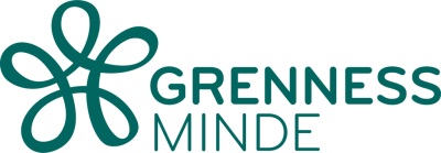 Grennessminde logo - Til højre ses en grøn sløjfe og ved siden af står der med grøn tekst "Grennesminde"