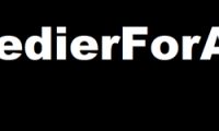 Hvid skrift "#MedierForAlle" på sort baggrund
